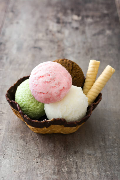 istock Ice cream scoops in a waffle basket 670981944
