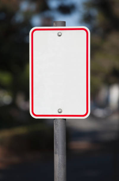 Blank White Road Sign stock photo
