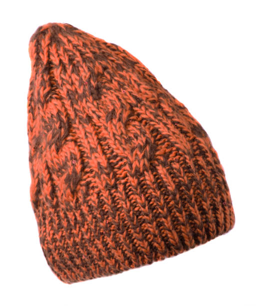 istock Women's hat . knitted hat isolated on white background.ginger brown hat 670992668