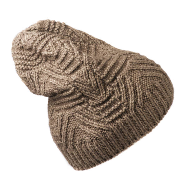 istock Women's hat . knitted hat isolated on white background.beige hat 670994920
