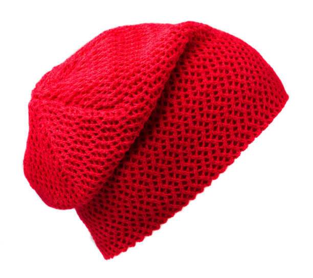 istock Women's hat . knitted hat isolated on white background.red hat 670994922