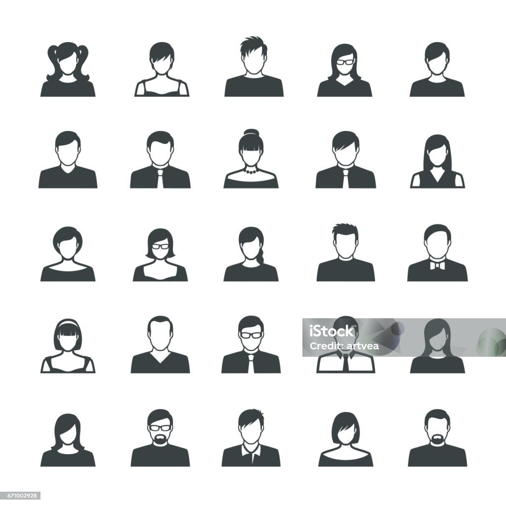 Set of Avatar Flat Icons Vector illustration of the avatar flat personages of the people. Icon Symbol stock vector