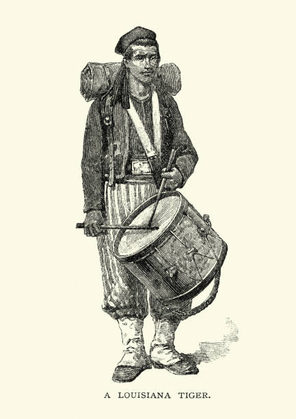 동맹 육군 군인-루이지애나 호랑이 - confederate soldier stock illustrations