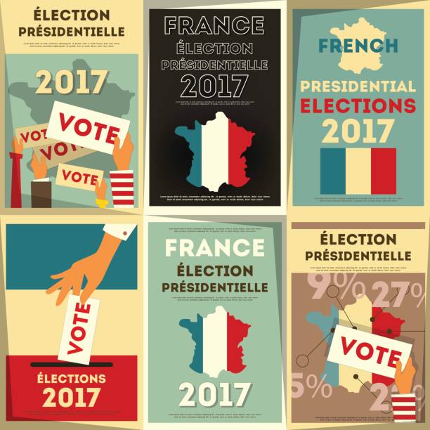 wybory prezydenckie we francji - lr pan stock illustrations