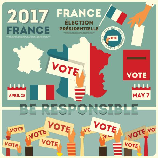 illustrazioni stock, clip art, cartoni animati e icone di tendenza di elezioni presidenziali francesi - france election presidential election french culture