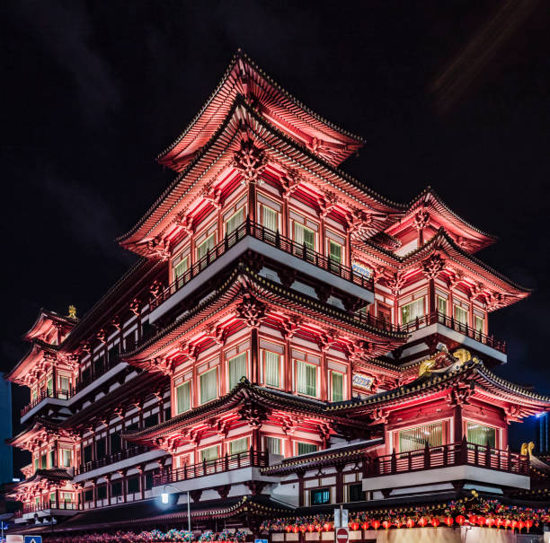 Buddha Tooth Relic temple at night Singapore