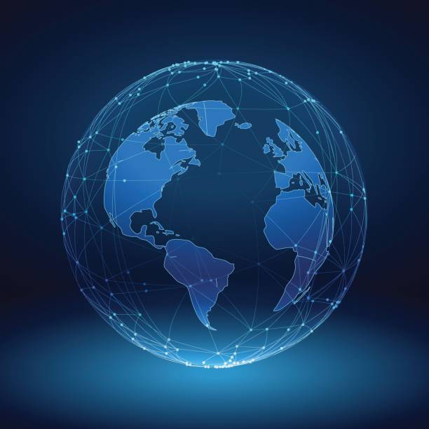 istock Abstract image of a planet Earth in the form of a starry sky or space, consisting of points, lines, and shapes. Earth vector wireframe concept 671032302