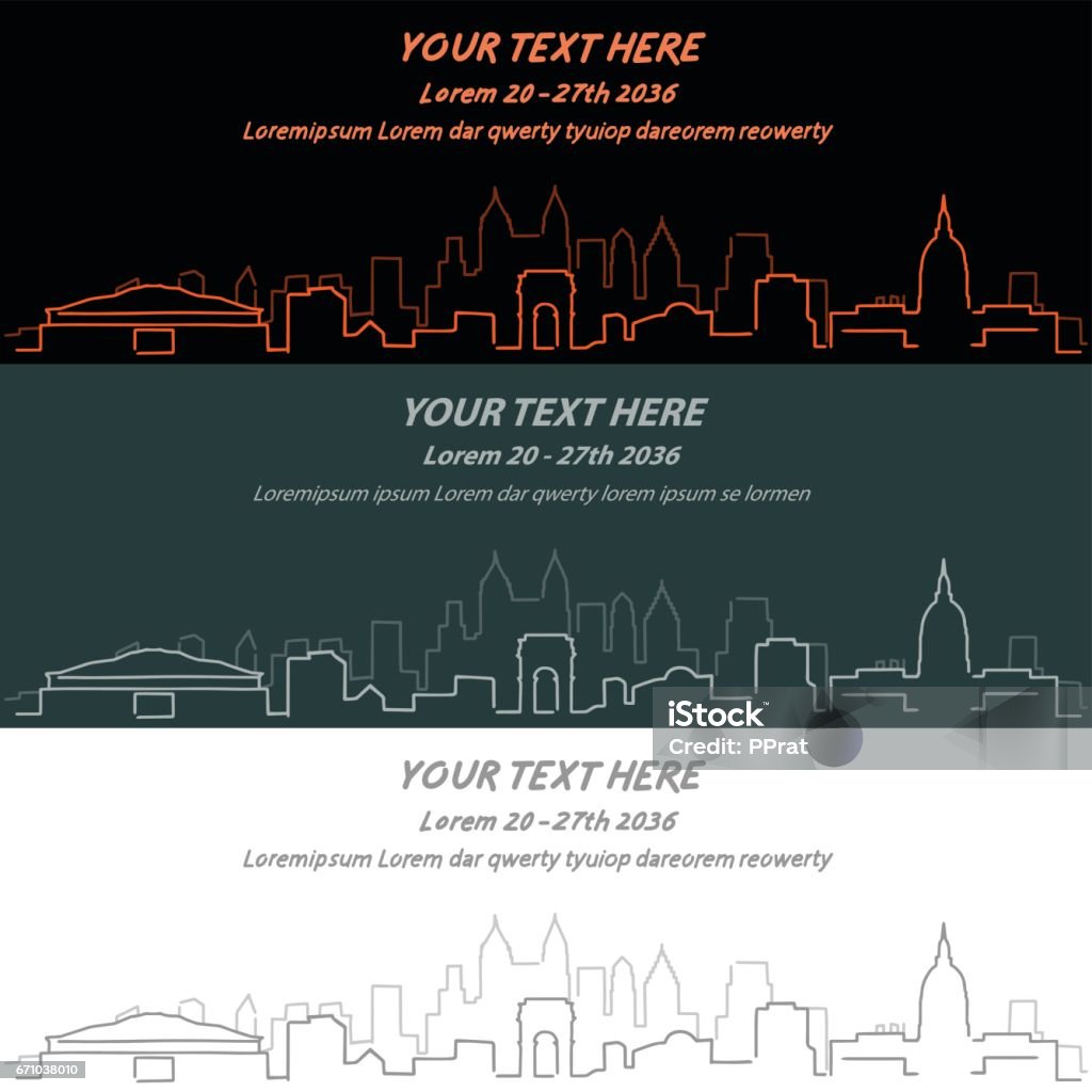 Atlanta Event Banner Hand Drawn Skyline Stock Illustration - Download