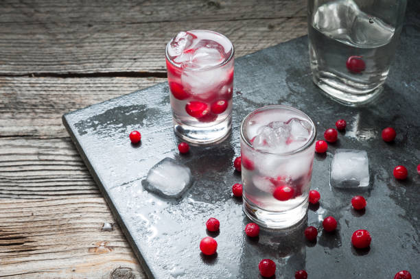 istock Shot with natural cranberry and vodka. 671039326