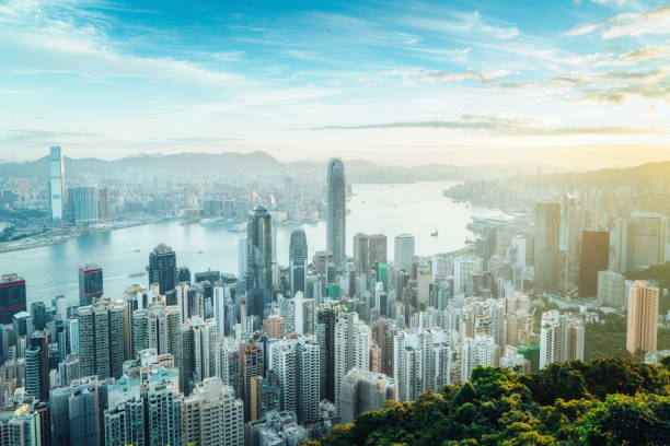 istock Hong Kong skyline at sunrise 671042394