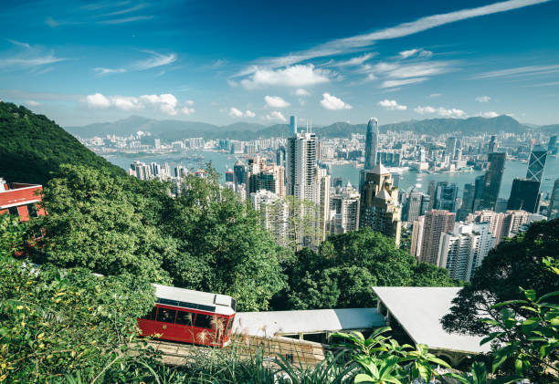 istock Tourist peak tram in Hong Kong 671044590