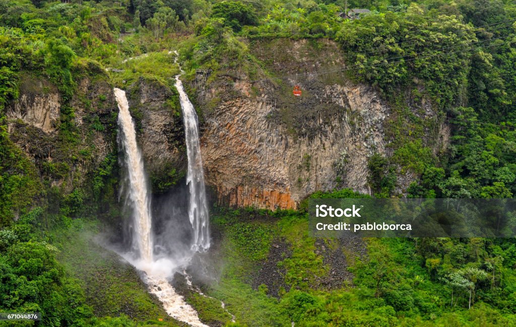 Waterfall Manto de la Novia in Banos de Agua Santa Waterfall Manto de la Novia in Banos de Agua Santa, Ecuador Banos Stock Photo