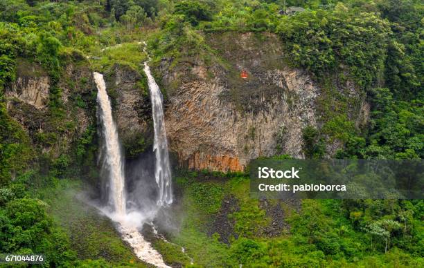 Waterfall Manto De La Novia In Banos De Agua Santa Stock Photo - Download Image Now - Banos, Ecuador, Horizontal