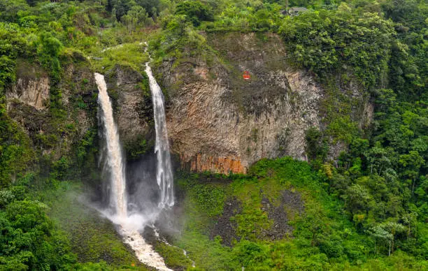 Waterfall Manto de la Novia in Banos de Agua Santa, Ecuador