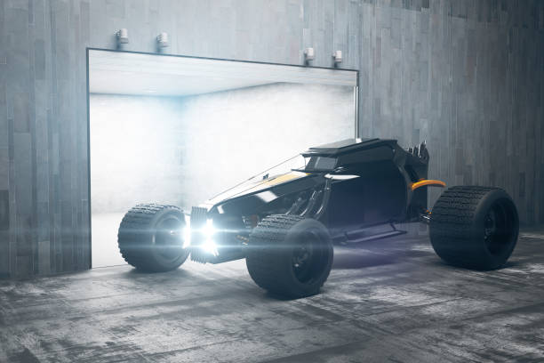 istock Contemporary garage with car 671045632