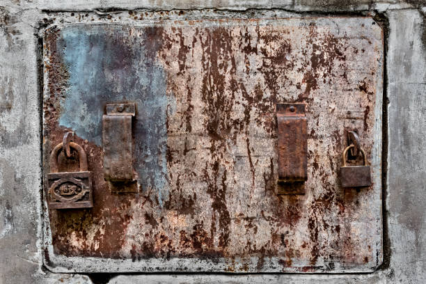 istock Corroded grungy metal door, Yangon, Myanmar 671047658