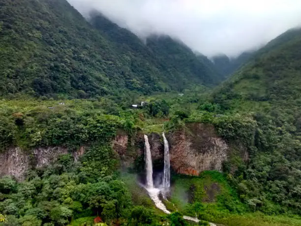 Waterfall Manto de la Novia in Banos de Agua Santa, Ecuador