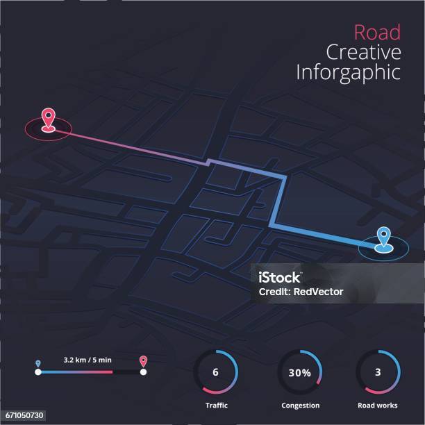 Ilustración de Panel Tema Infografía Creativa De Navegación Mapa De Ciudad y más Vectores Libres de Derechos de Mapa