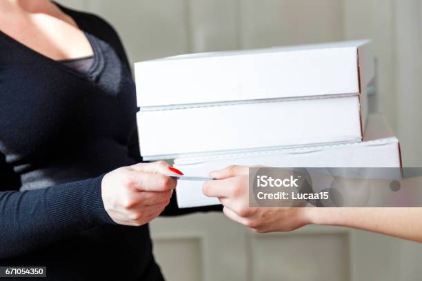 Pizza Delivery Service Stock Photo - Download Image Now - ATM, Adult, Austria