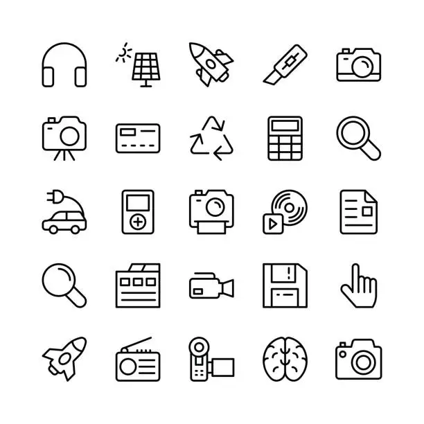 Vector illustration of Science and Technology Line Vector Icons 1