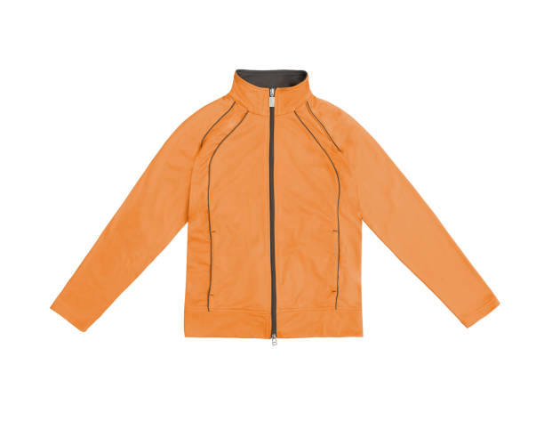 istock orange women's training sports jacket, isolated 671058820
