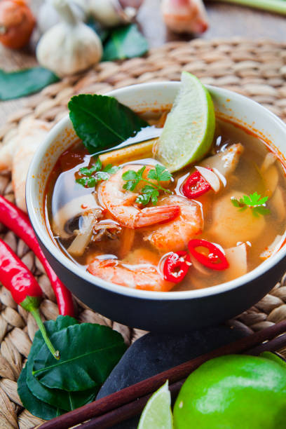istock Tom Yum, Thai Prawn galangal, lemon grass and chili soup 671071920