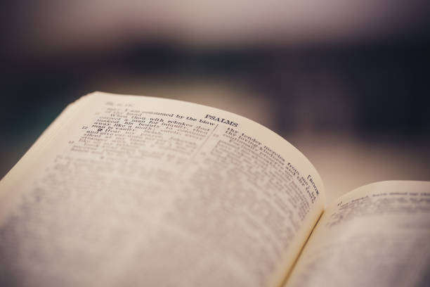 close-up foto de biblia abierta - christianity church indoors illuminated fotografías e imágenes de stock