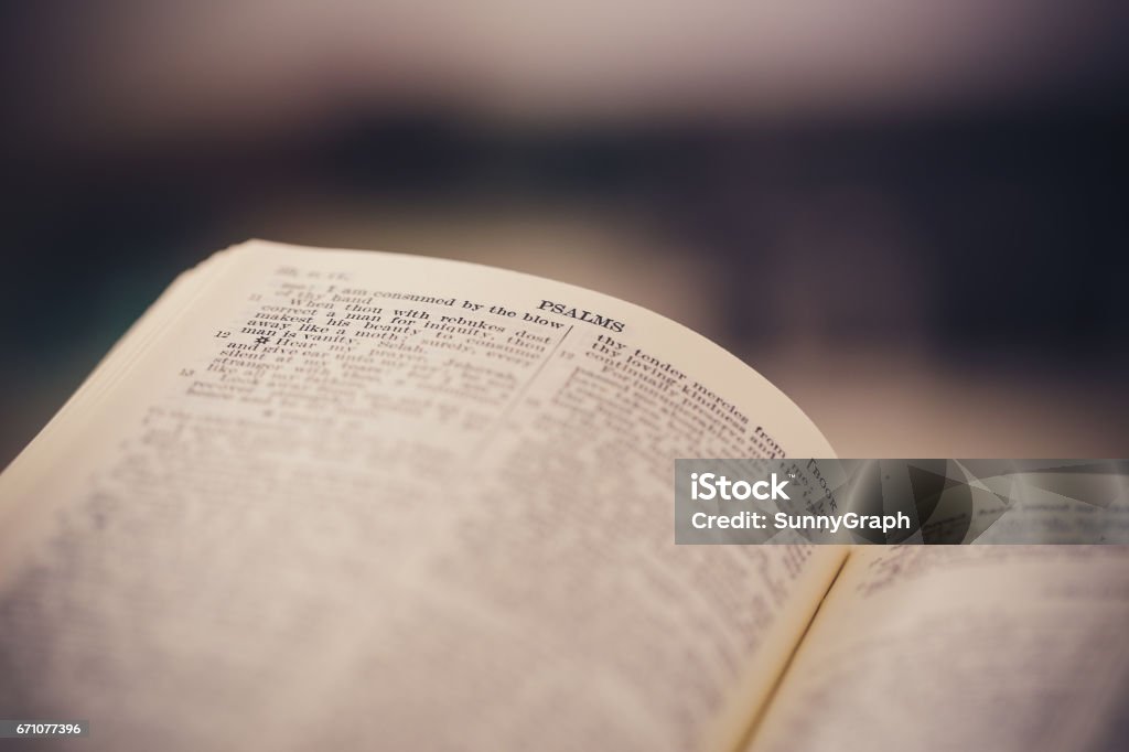 Close-up Shot Of Open Bible Bible Stock Photo
