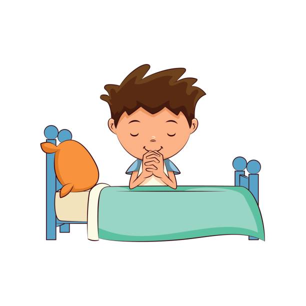 Child Praying Bed Stock Illustration - Download Image Now - Praying, Child,  Bed - Furniture - iStock