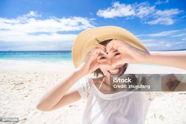 Woman Having Fun At Beach Stock Photo - Download Image Now - Asia, Women, One Woman Only