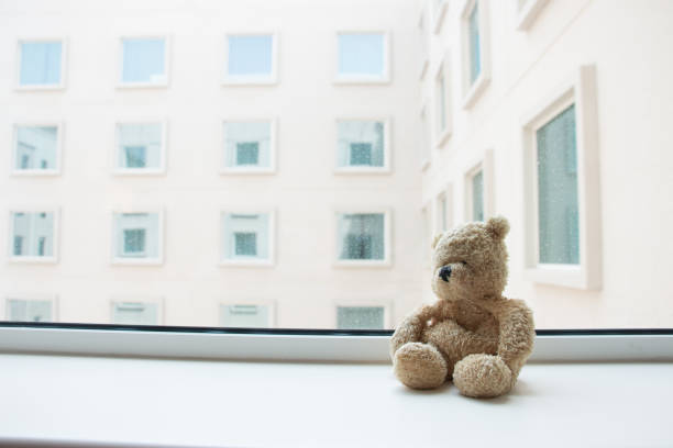 istock Lonely bear is sitting alone waiting for you 671114702