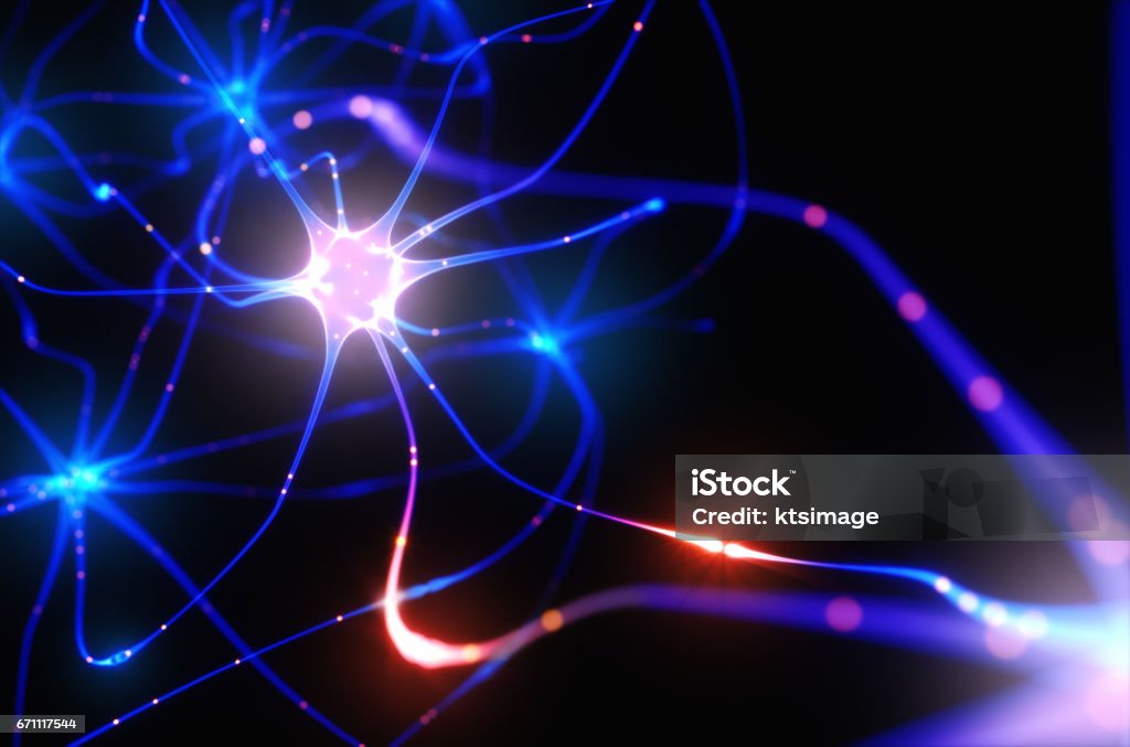 Impulsos eléctricos de las neuronas - Foto de stock de Célula nerviosa libre de derechos