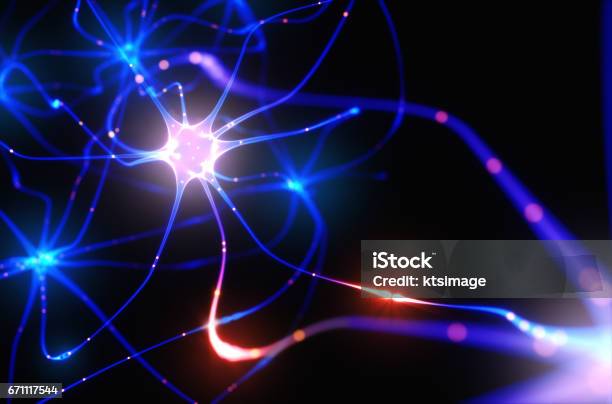 Photo libre de droit de Les Neurones Des Impulsions Électriques banque d'images et plus d'images libres de droit de Neurone - Neurone, Synapse, Système nerveux humain