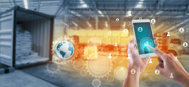 istock Social connection and networking for distribution of goods in warehouse process , Logistic Import Export background 671117788