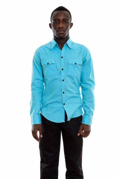 istock Studio shot of young black African man standing 671124496