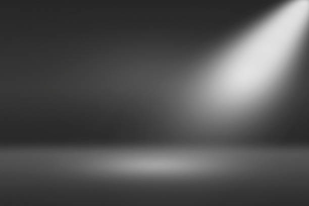 istock Product Showscase Spotlight on Black Background - Crisp and Clear Infinite Horizon Dark Floor 671124778