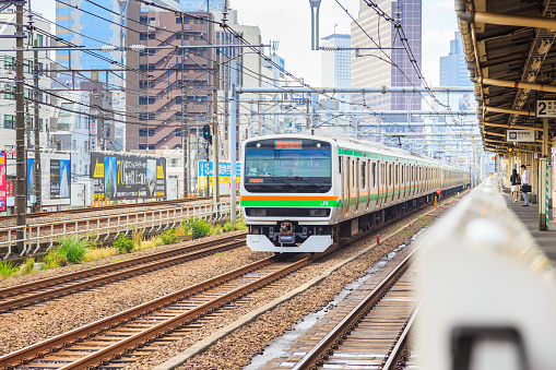 Tokyo, Japan - October 18, 2016 - JR train Yamanote line is the main transportation of people in Tokyo Japan