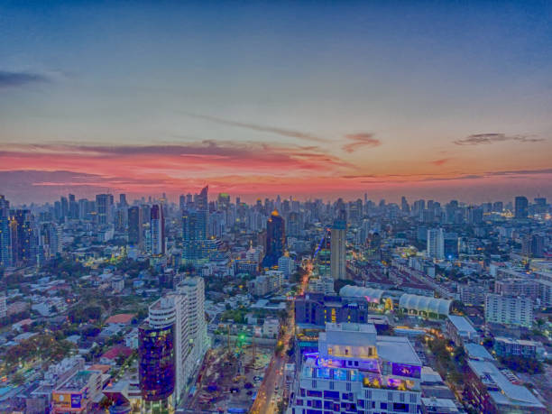 istock Aerial view of dramatic sunset. 671127462