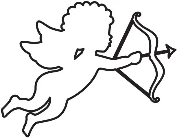 Vector illustration of cupid angel silhouette icon