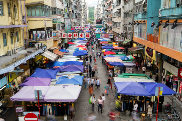 hong kong mong kok wet-épicerie - store market china city street photos et images de collection