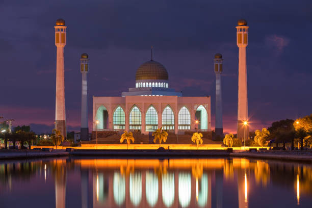 istock Landscape with mosque in Thailand,beautiful sunset before storm 671133436