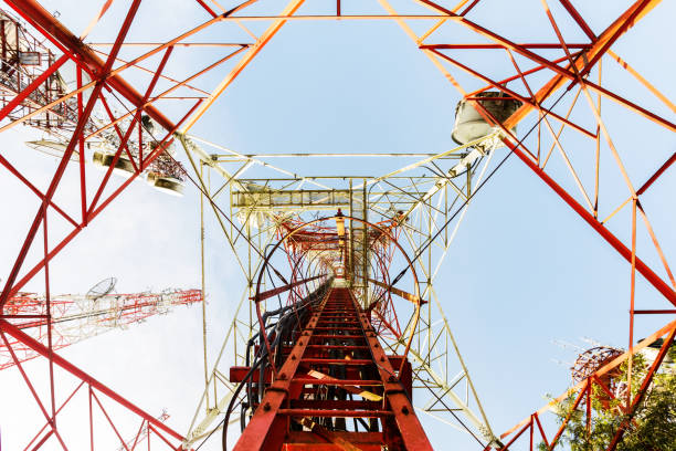 istock Antenna tower on sunrise time with sky background 671136258