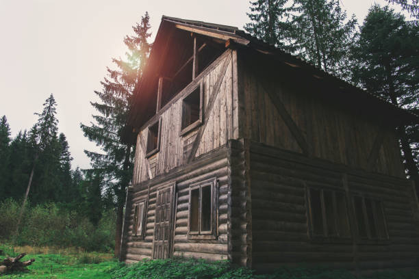 istock One big old house in the forest at sunset 671143040