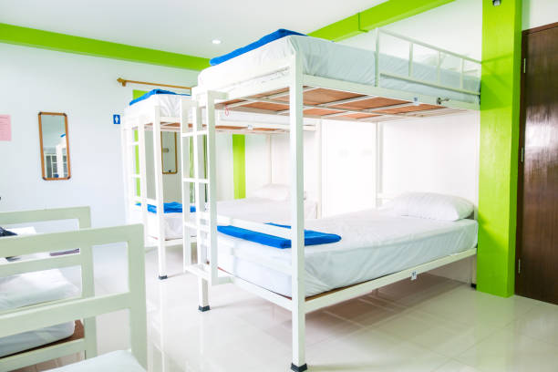 Interior of a bedroom in hostel. Interior of a bedroom in hostel. hostel photos stock pictures, royalty-free photos & images