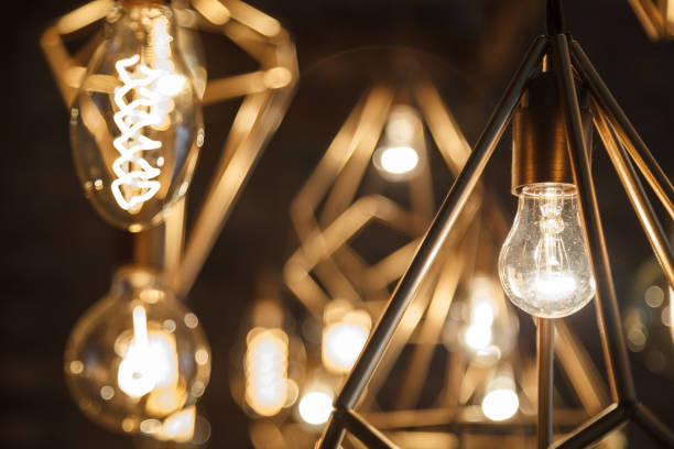 istock Incandescent retro lamps in a modern style. Edison lamp 671152952