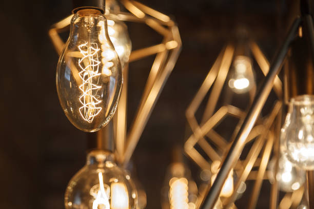 istock Incandescent retro lamps in a modern style. Edison lamp 671153098