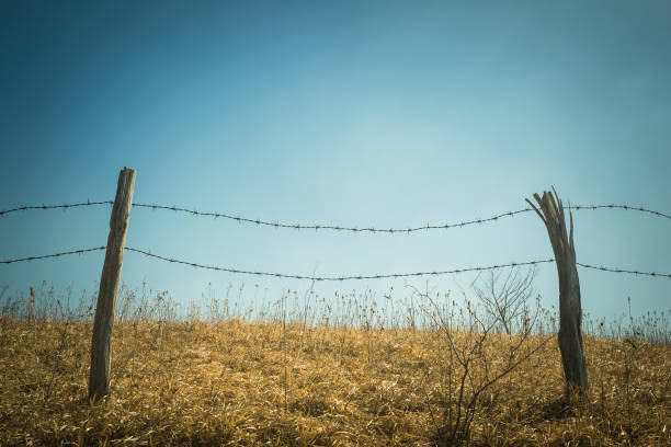 istock Jablanik mountain landscapes. Barbwired fence 671159628