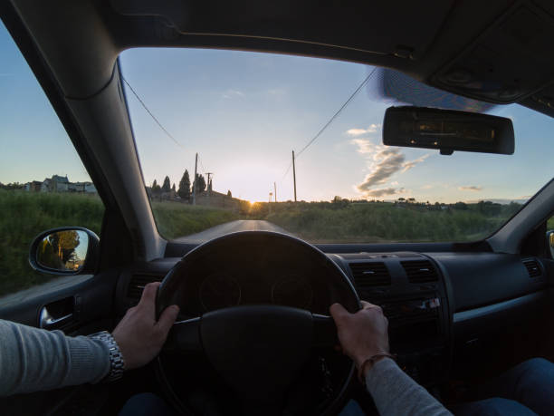 Enjoying a road trip, POV stock photo