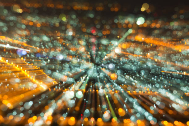 istock Abstract blurred cityscape background with zoom effect and bokeh 671163368