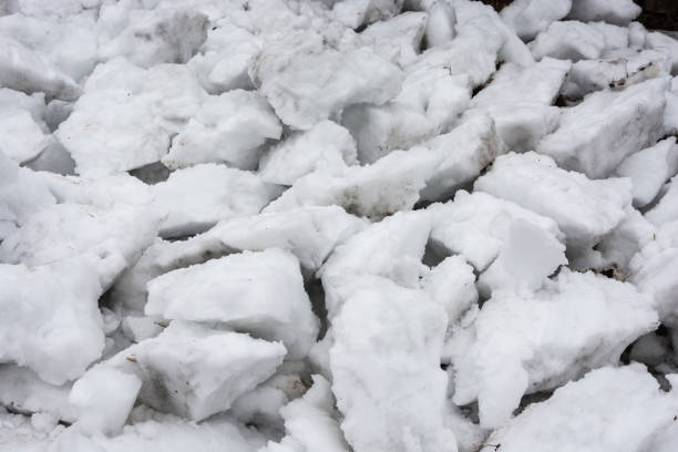 istock The structure of the white snow pinned pieces. 671163714